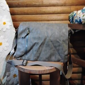 Men's Leather And Canvas Brown Messenger Bag